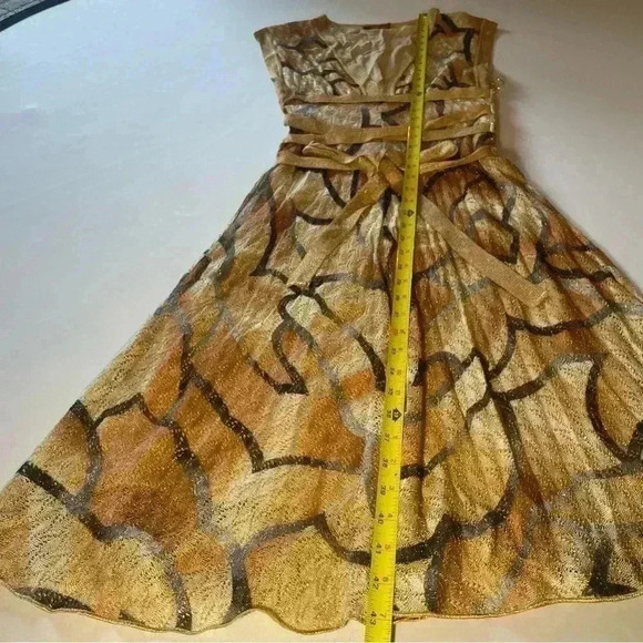 Missoni Midi Dress 38 2 Metallic Lurex Knit Fit Flare Tie Wrap Silk Orange Label - Picture 8 of 14